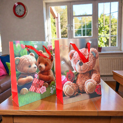 12 Bolsas para Regalo Ositos "San Valentin" $9.5 c/u