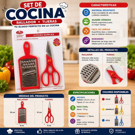 Exclusivo Tienda en linea 💥💎Set Cocina Rallador y Tijeras