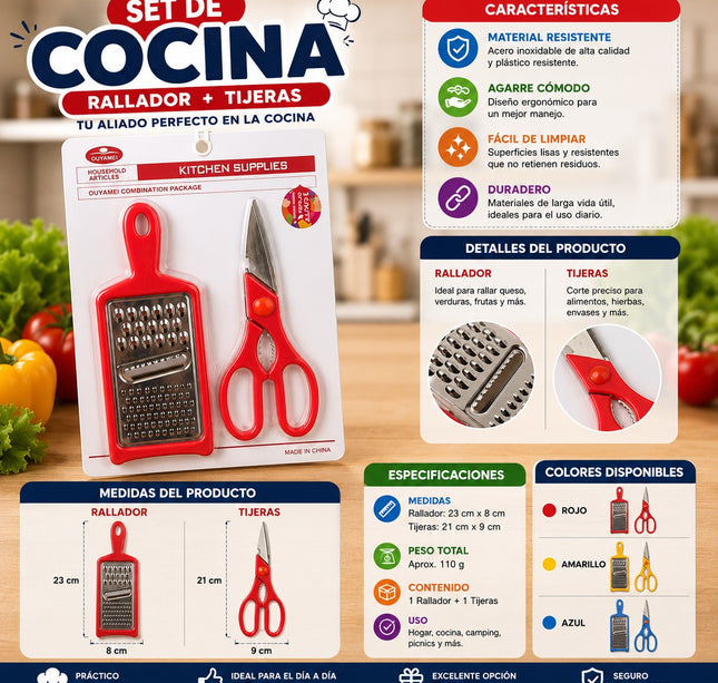 Exclusivo Tienda en linea 💥💎Set Cocina Rallador y Tijeras