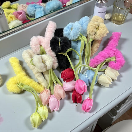 12 Pinzas Peluche con Tulipanes $12 c/u