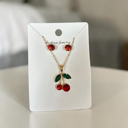 12 Sets Cereza Collar y Aretes Dorados $10 c/u
