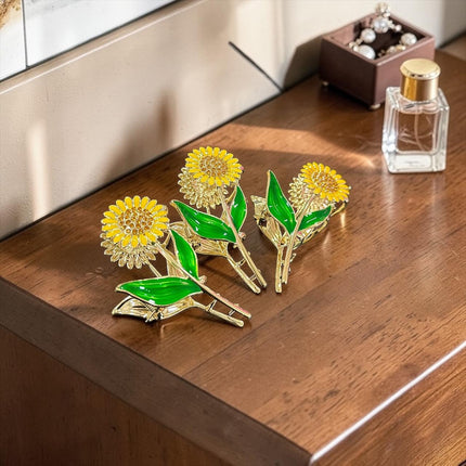 12 Pinzas Girasol Pedreria Linda Metalica $21 c/u