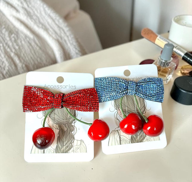 12 Moños Pedreria con Cerezas $9 c/u