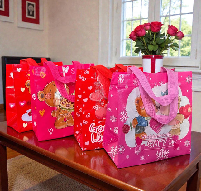 12 Bolsas Reutilizables Ositos "San Valentin" $5.9 c/u