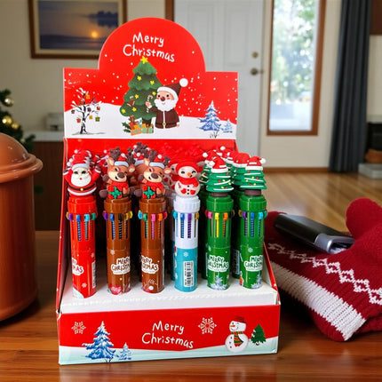 36 Lapiceros Multitntas Navideños con 10 Colores $14.58 c/u