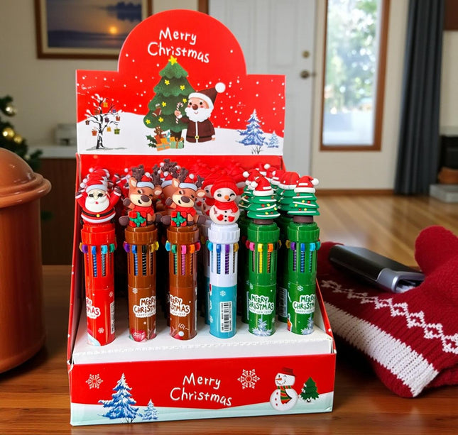 36 Lapiceros Multitntas Navideños con 10 Colores $14.58 c/u