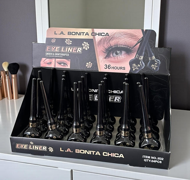 24 Delineadores Liquidos para Ojos "L.A Bonita" $7.875 c/u