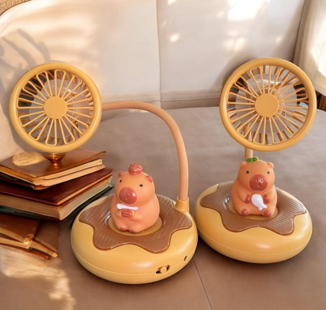 Capibara Lampara Ventilador 2 en 1 con Stickers