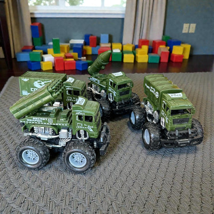 3 Carritos Fricción Militares de Juguete $36 c/u