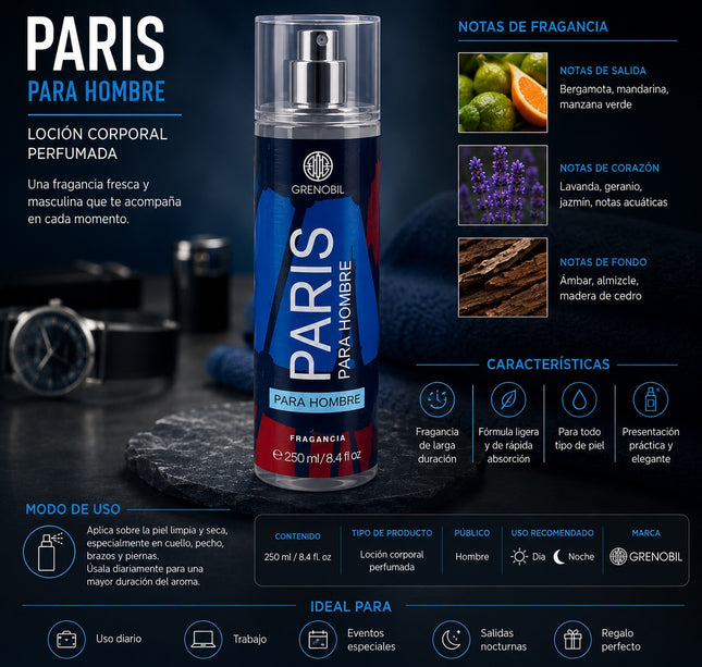 Loción para Hombre "Paris" 250ML Grenobil