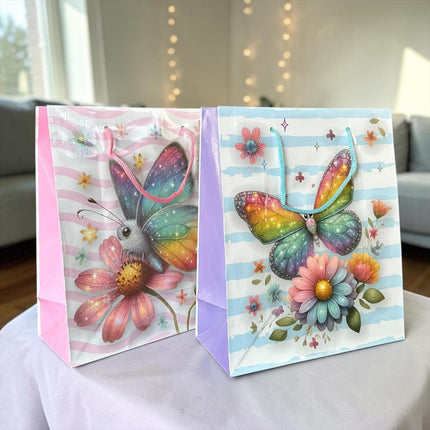 12 Bolsas para Regalo Mariposas y Flores $6.9 c/u