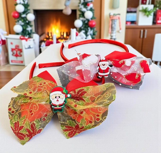 12 Diademas con Moños Navideños Brillos $9 c/u