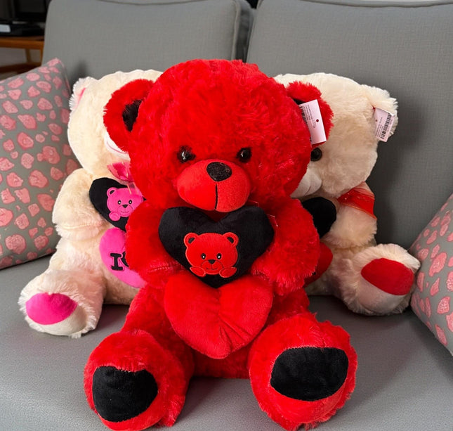 Oso de Peluche Con Corazones "San Valentin" Grande Rojo/Blanco