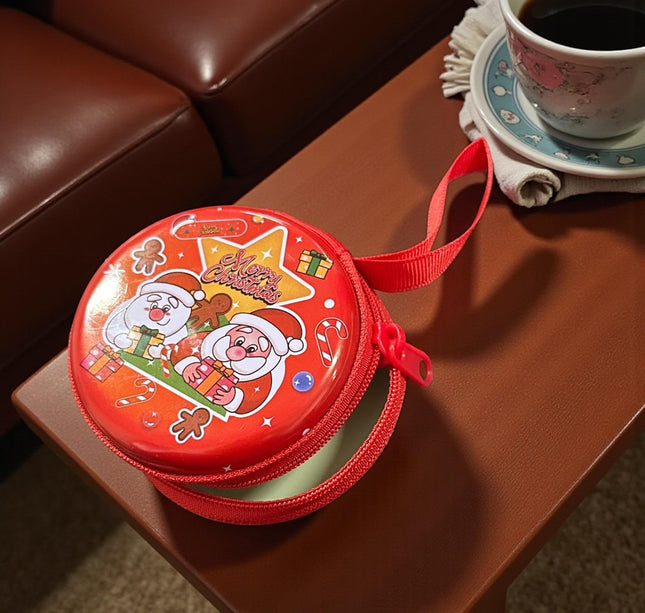 12 Monederos Navideños Circulares Metalicos con Cierre  $13.55 c/u