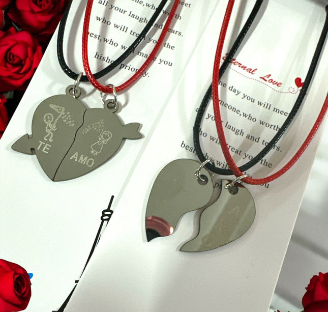 12 Sets 2 Collares Corazón Parejas "Te Amo" $11.25 c/u