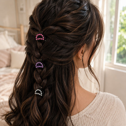 12 Pincitas Pedreria Colores para Cabello $4.2 c/u
