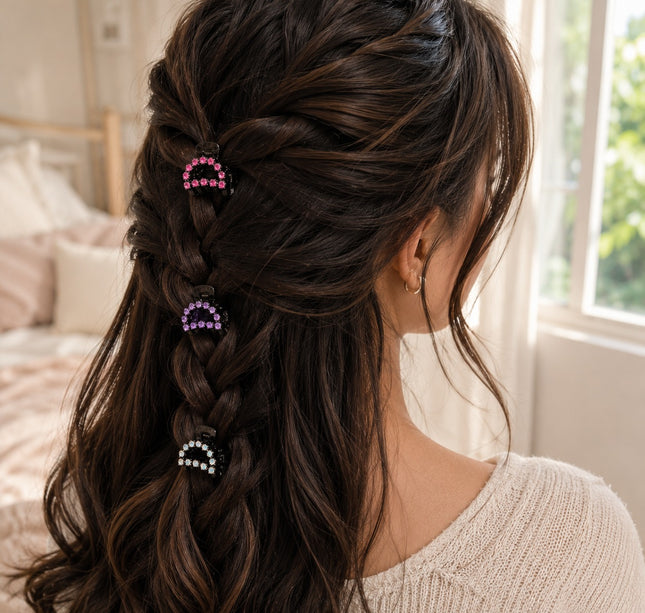 12 Pincitas Pedreria Colores para Cabello $4.2 c/u