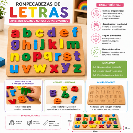 Exclusivo Tienda en linea 💥💎Rompecabezas Didactico Abecedario Madera