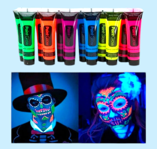 12 Pinturas para rostro, diferentes colores Halloween $7.2 c/u