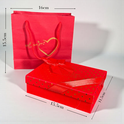 Caja de Rosas y Set de Joyeria Acero Inoxidable, con Bolsa de Regalo Incluida "San Valentin"