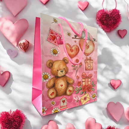 12 Bolsas de Regalo Osito San Valentín $5.6 c/u