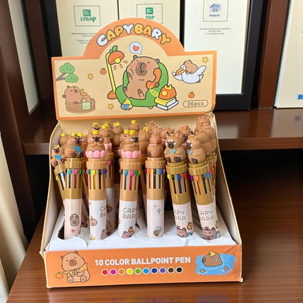 36 Lapiceros Capibaras Multitintas con 10 colores $10.9 c/u