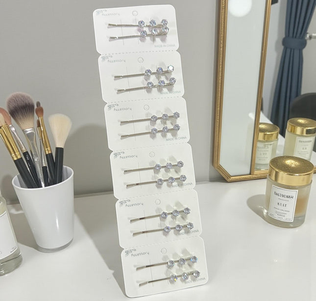 12 Pares de Pasadores Plateados con Pedrería $8.25 c/u