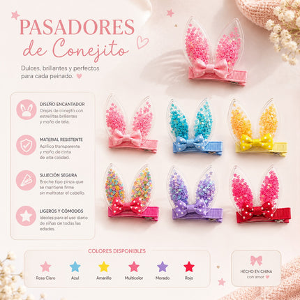 Exclusivo Tienda en linea 💥💎12 Pasadores Conejitos y Lentejuela Hermoso $8.5 c/u