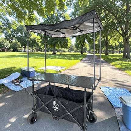 Carrito Utilitario Plegable de Doble Nivel con Toldo Protector y Mesa