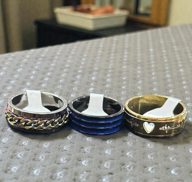 100 Anillos Acero Inoxidable Colores/Relieves Hombre $5.9 c/u