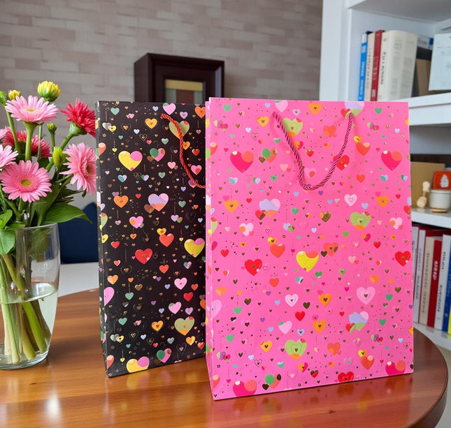 12 Bolsas de Regalo Corazones "San Valentin" Medianas $16.5 c/u