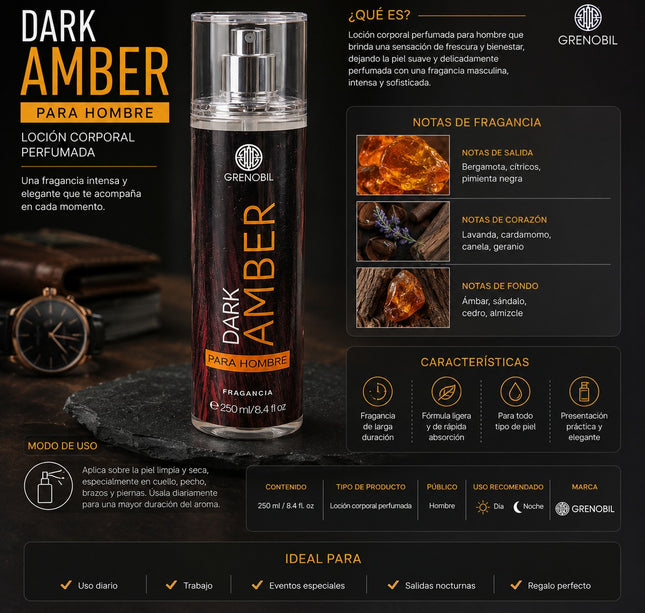 Loción para Hombre "Dark Amber" 250ML Grenobil