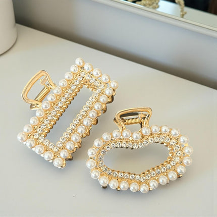 12 Pinzas Metalicas Pedreria y Perlas Hermosas $17.25 c/u