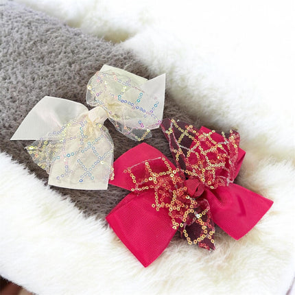 12 Moños Dobles con Lentejuelas Colores $6.5 c/u