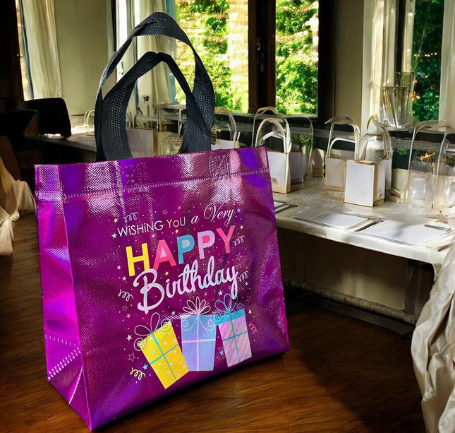 12 Bolsas "Happy BirthDay" Reutilizables $6.9 c/u