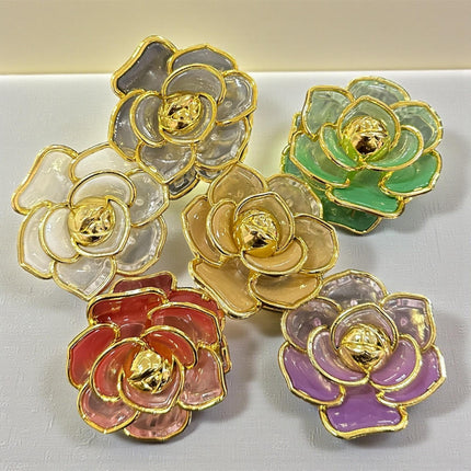 12 Pinzas Flores Hermosas Doradas $8.25 c/u