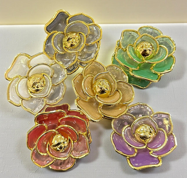 12 Pinzas Flores Hermosas Doradas $8.25 c/u