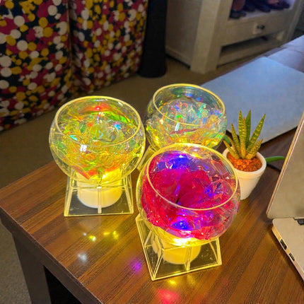 12 Rosa Eterna con Base y Luz Chica $27 c/u