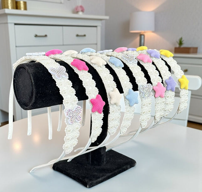 OFERTA!!! 12 Diademas Decoradas Perlas (Modelo Variado) de $9.75 A SOLO $7.42 C/U