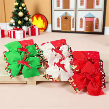 12 Pares de Moñitos Navideños Reno Deorados $8.8 c/u