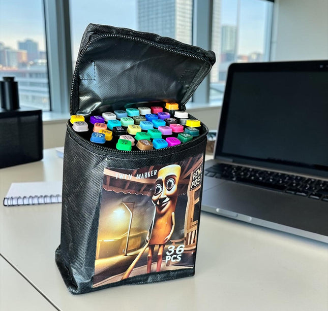 Estuche "Tralalero" de 36 Plumones Doble Punta