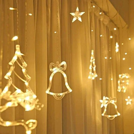 Cortina de Luz Led Estrellas y figuras Navideñas