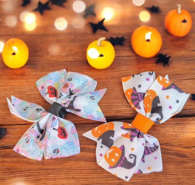 12 Moñitos Halloween Estampados  $6 c/u