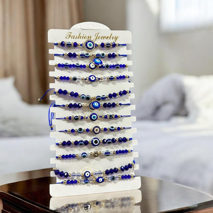 12 Pulseras Ojo Turco Ajustables $6.5 c/u