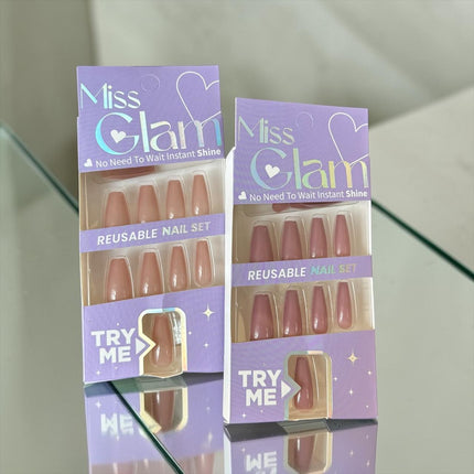 12 Uñas Postizas Colores Miss Glam $9 c/u