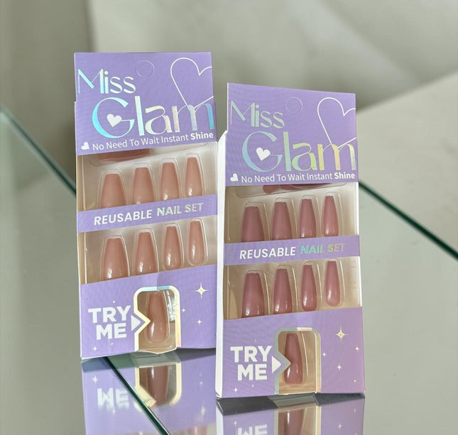 12 Uñas Postizas Colores Miss Glam $9 c/u