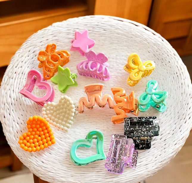 12 Sets de Mini Pinzas para Cabello Figuras $6.75 c/u