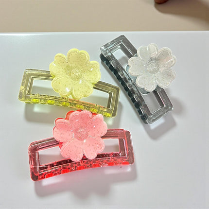 12 Pinzas Cristalinas Flor Rectangulares $8.9 c/u