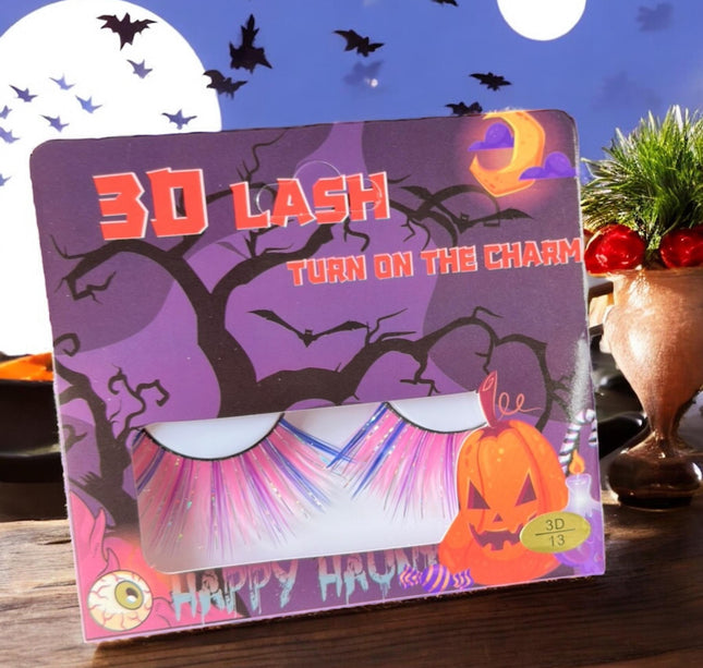 12 Pestañas Halloween Colores $9 c/u