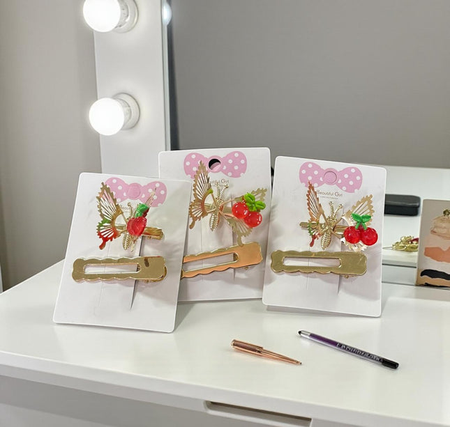 12 Pasadores Mariposa con Cereza $7.2 c/u